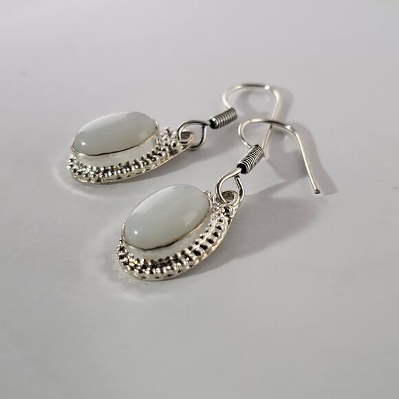 Elegant White Stone Sterling Silver Earrings - Classic Dangle Jewelry - Picture 6 of 6